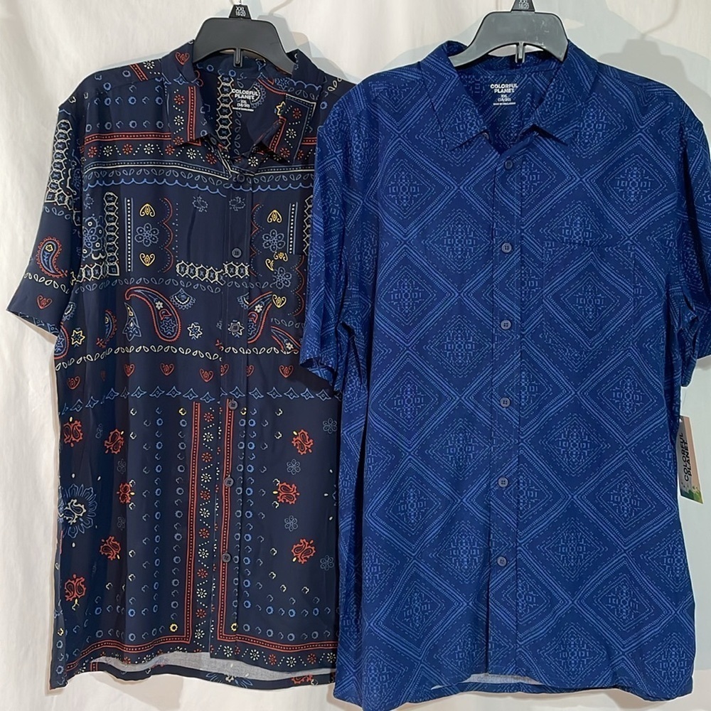 Colorful Planet Bundle 2 Boys Button Up Shirts short sleeve XXL (18-20)